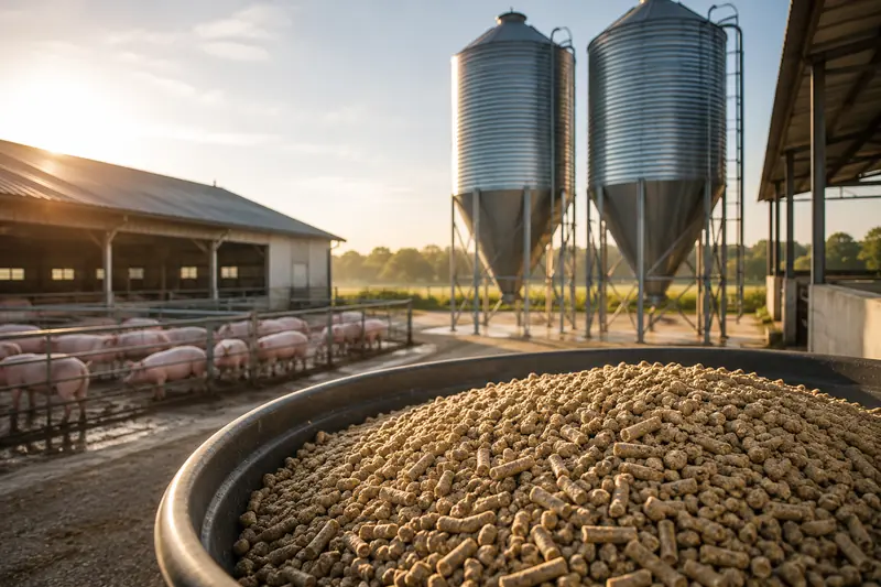 Silos de pienso en granja
